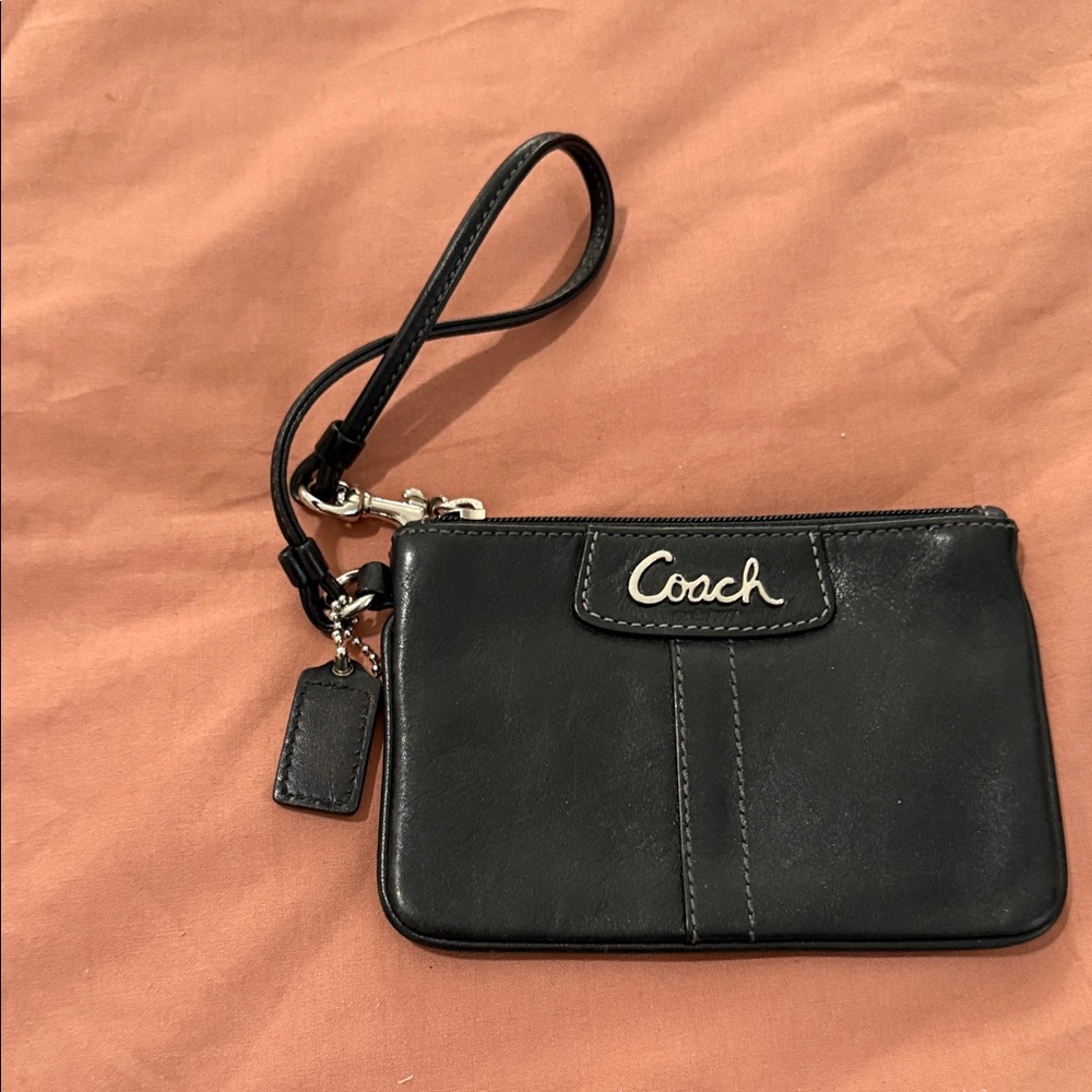 Coach Black Leather Wristlet